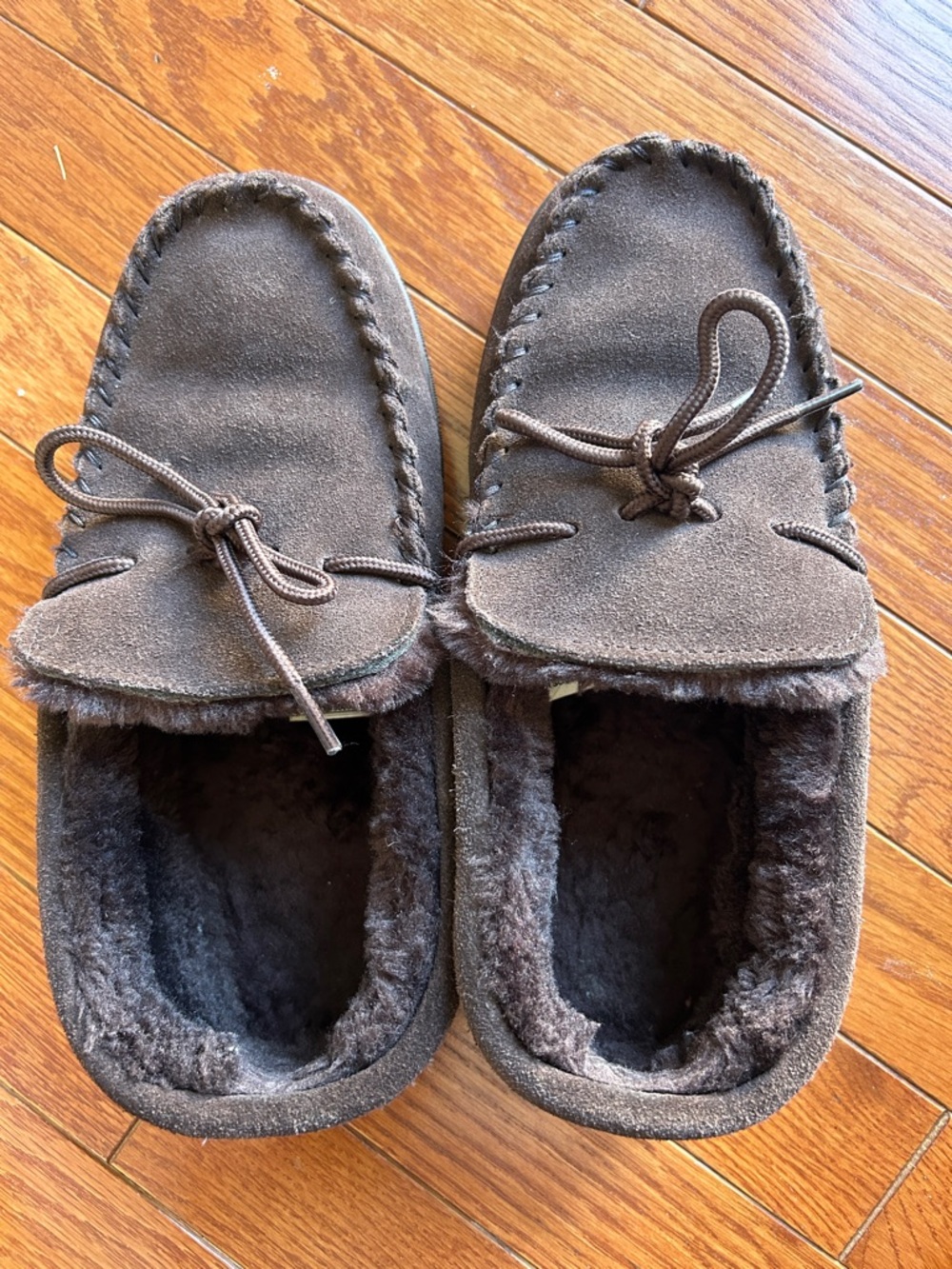 L.A.M.B. Brown Suede Fleece-Lined Moccasin Slippers